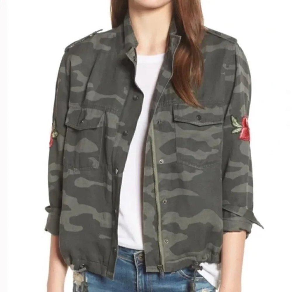 Rails Collins Camo Rose Patch Jacket in Grey Sz XL